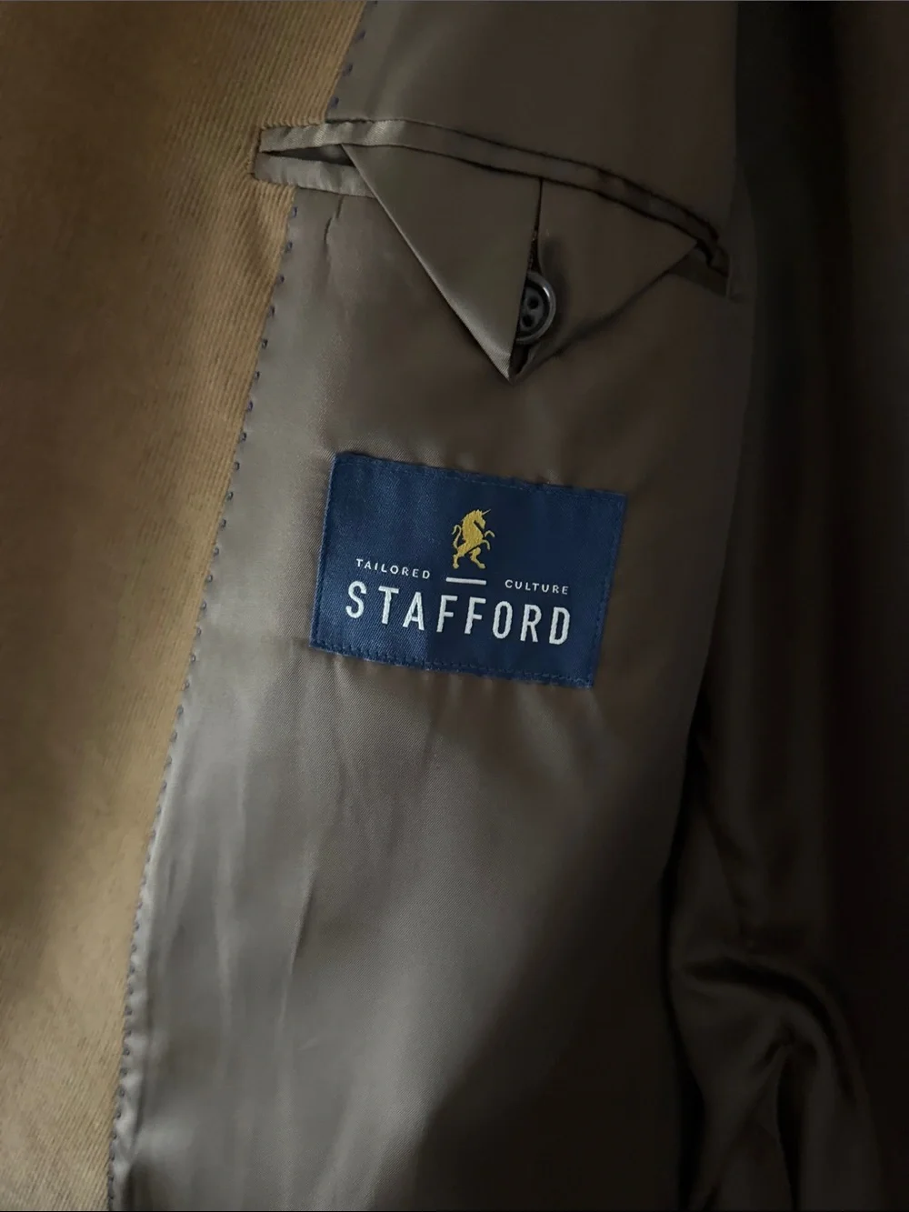 Stafford Men's Tan Corduroy Sport Coat Blazer